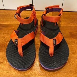 Teva Original Sandal orange and purple women’s size 8